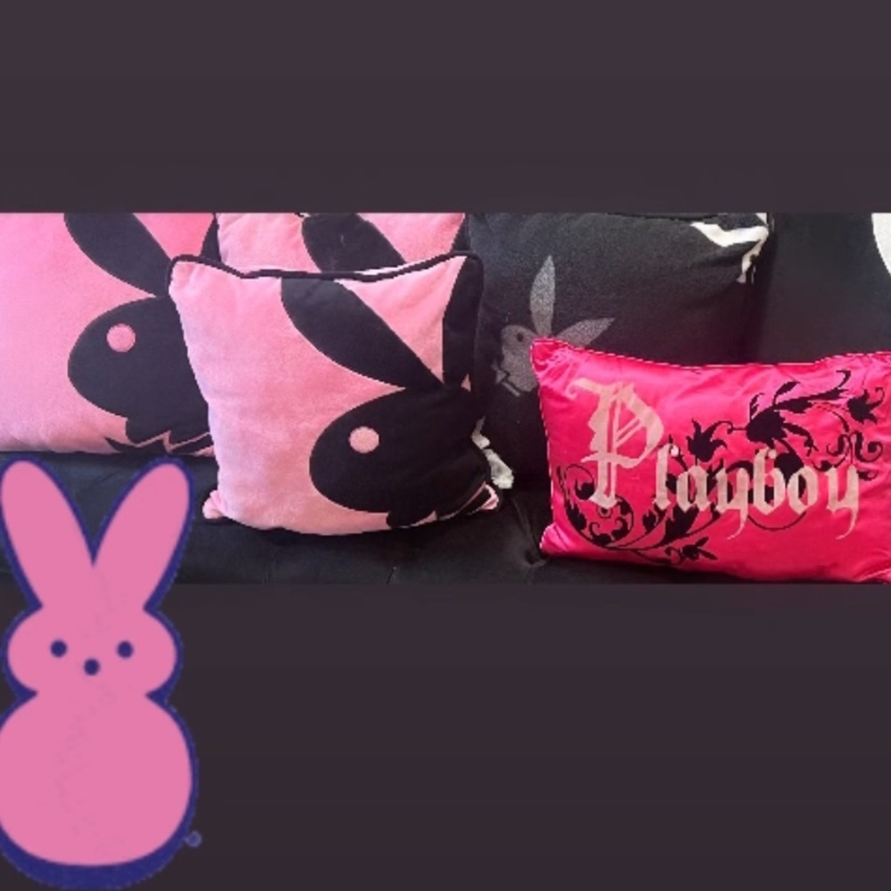Playboy bunny pillows pink black grey white square pillows y2k rare collectors - Picture 2 of 3